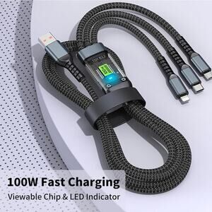 3 in 1 Multi Charging Cable, 100w Fast Charge for Multiple Devices